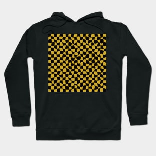 Warped Checkerboard, Black and Gold Hoodie